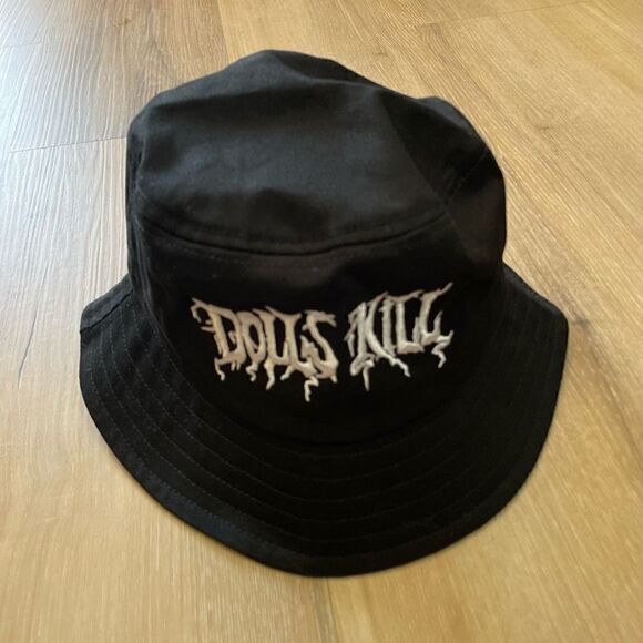 Dolls Kill Black Bucket Hat OS Unisex Womens Cap NWOT - Picture 3 of 5